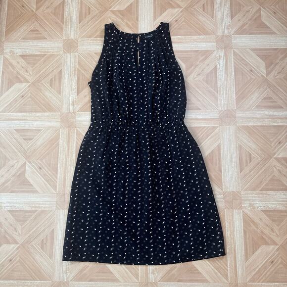 41 Hawthorn Black Pleated Keyhole Sleeveless Mini Dress Womens M Pink/White Dot - Picture 6 of 14
